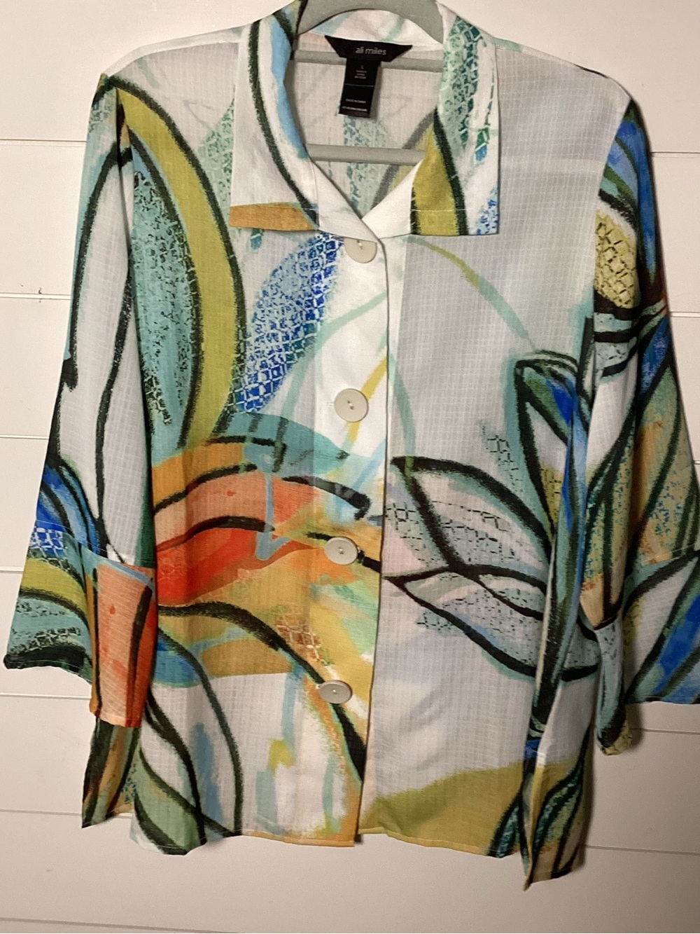 Ali Miles Multi-Color Printed Lightweight Blazer
